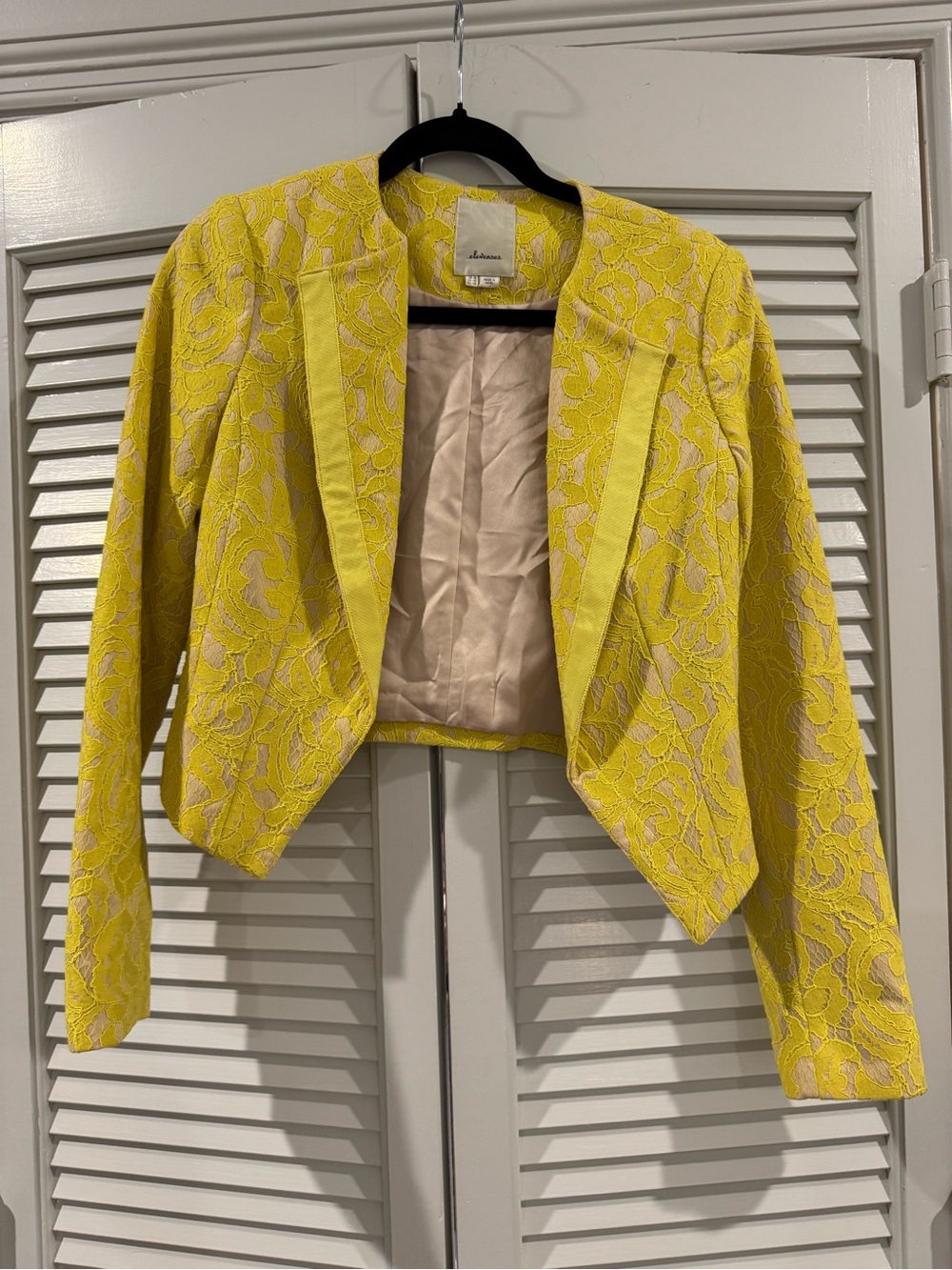 elevenses Yellow Lace Cropped Blazer
